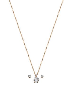 kit relógio mondaine analógico 32720LPMKDE1K1 com colar e brinco dourado