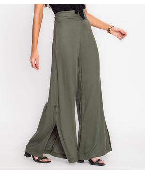 Calça Feminina Pantalona Em Viscose Endless Verde