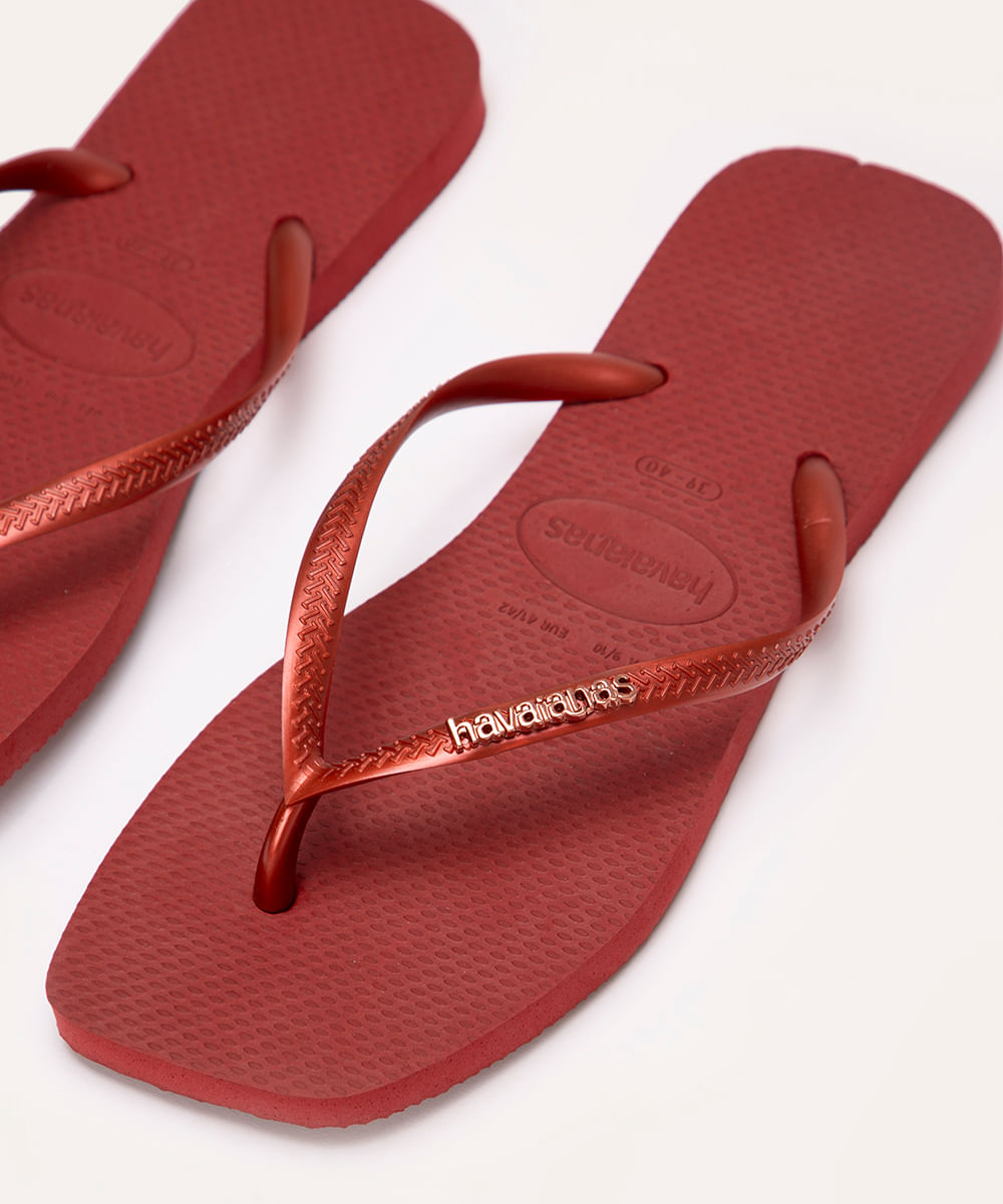 chinelo havaianas slim square vermelho