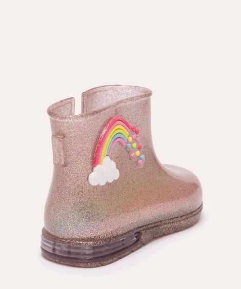 galocha infantil arco íris glitter rosa