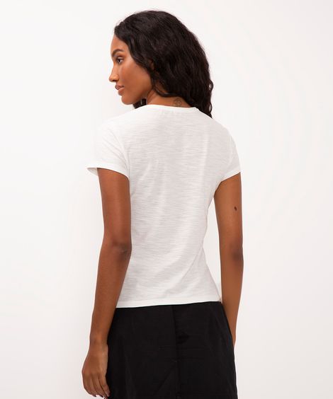 camiseta de flamê básica off white