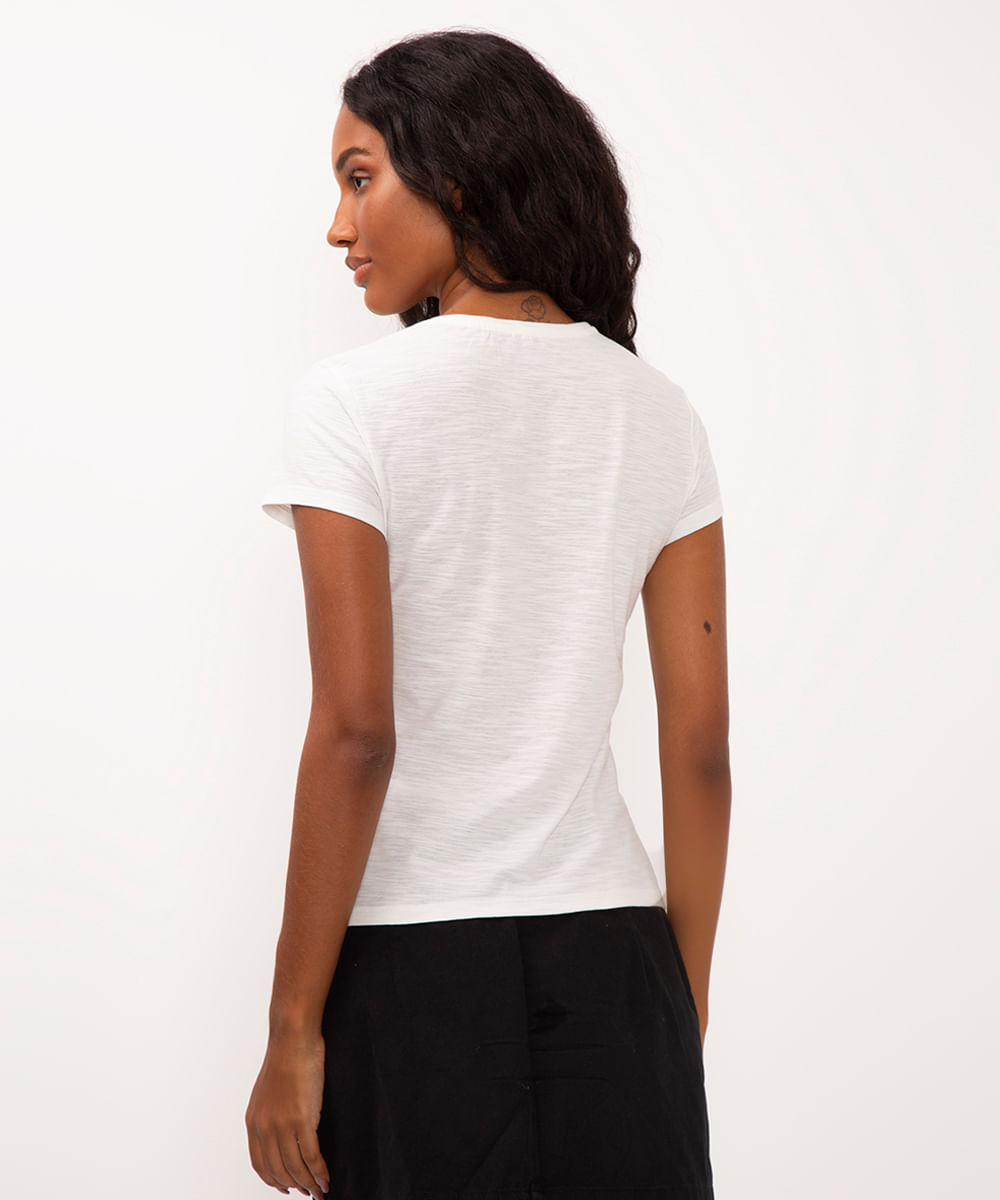 camiseta de flamê básica off white