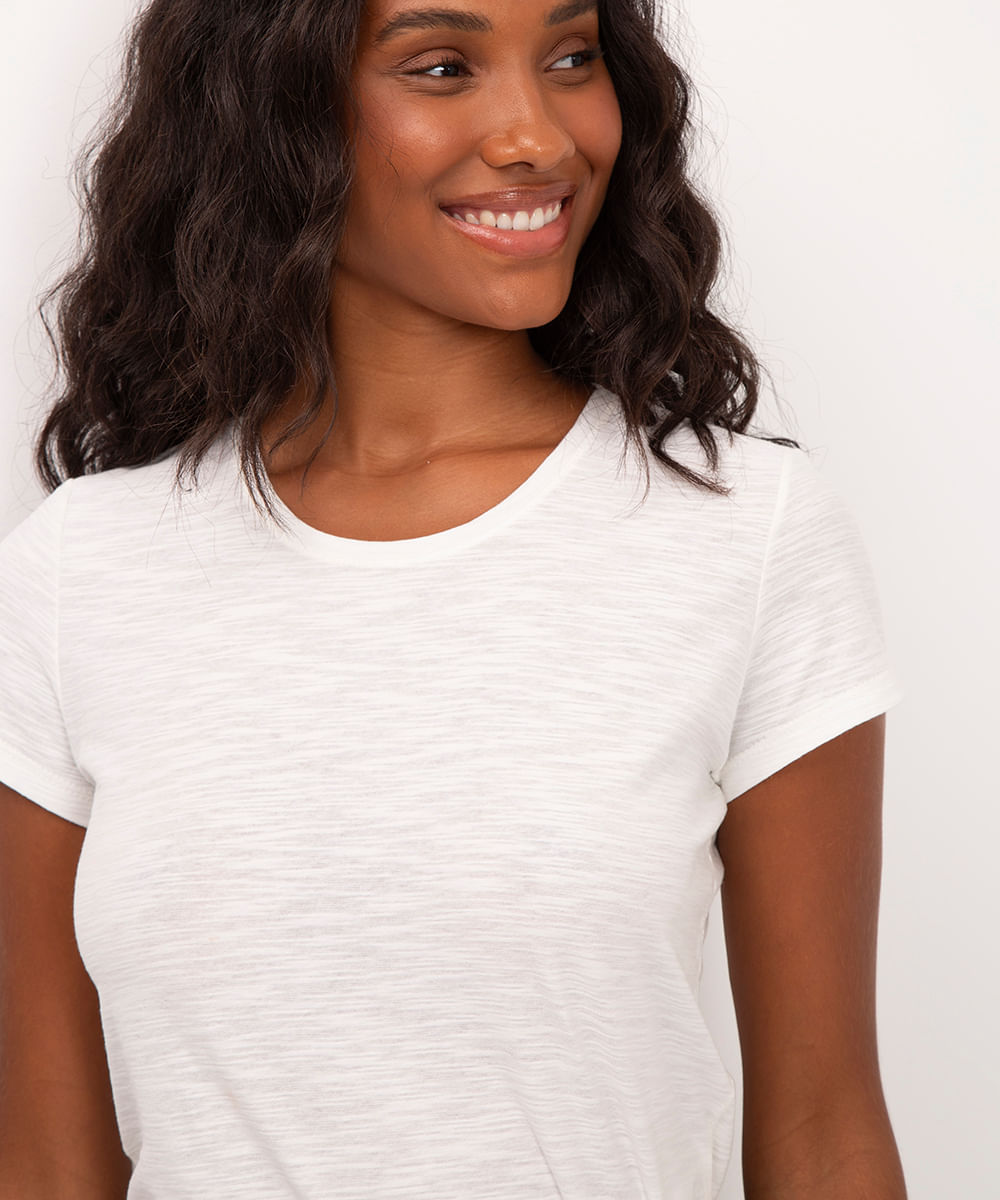 camiseta de flamê básica off white