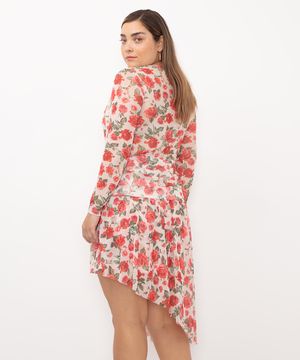 vestido curto de tule floral bff camila off white