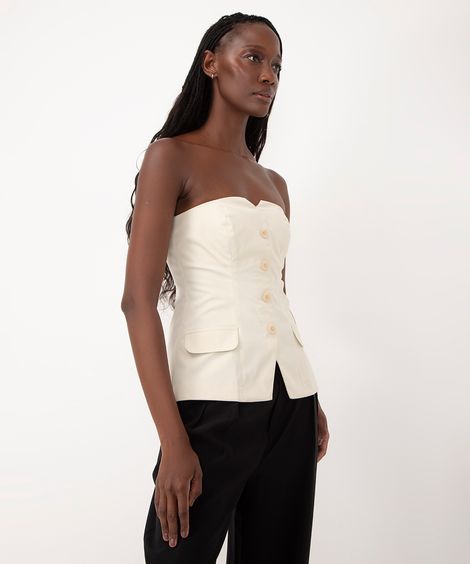 blusa corset botões bff agatha bege