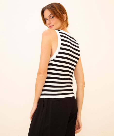 regata de tricot listrada mindset off white