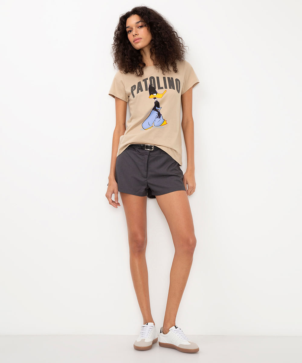 camiseta de algodão patolino bege
