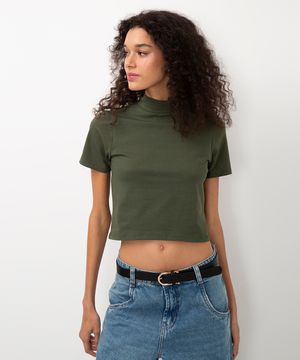 blusa básica gola alta verde