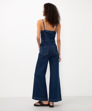 macacão jeans cut out azul