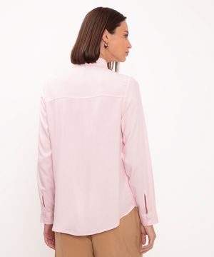 camisa de viscose manga longa rosa