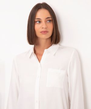 camisa de viscose manga longa off white