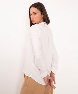 camisa de viscose manga longa off white