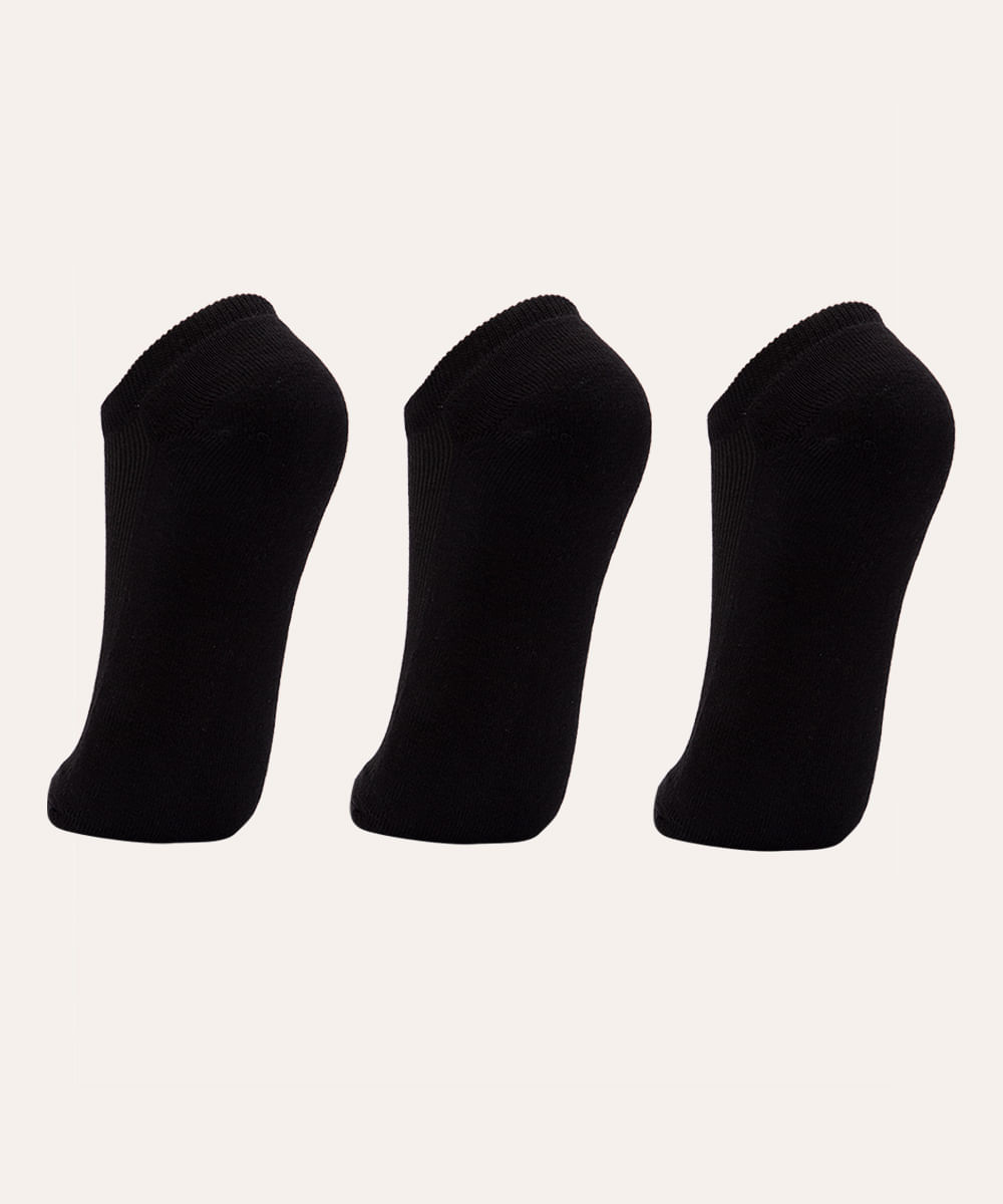 kit de 3 pares de meias training esportivas preto