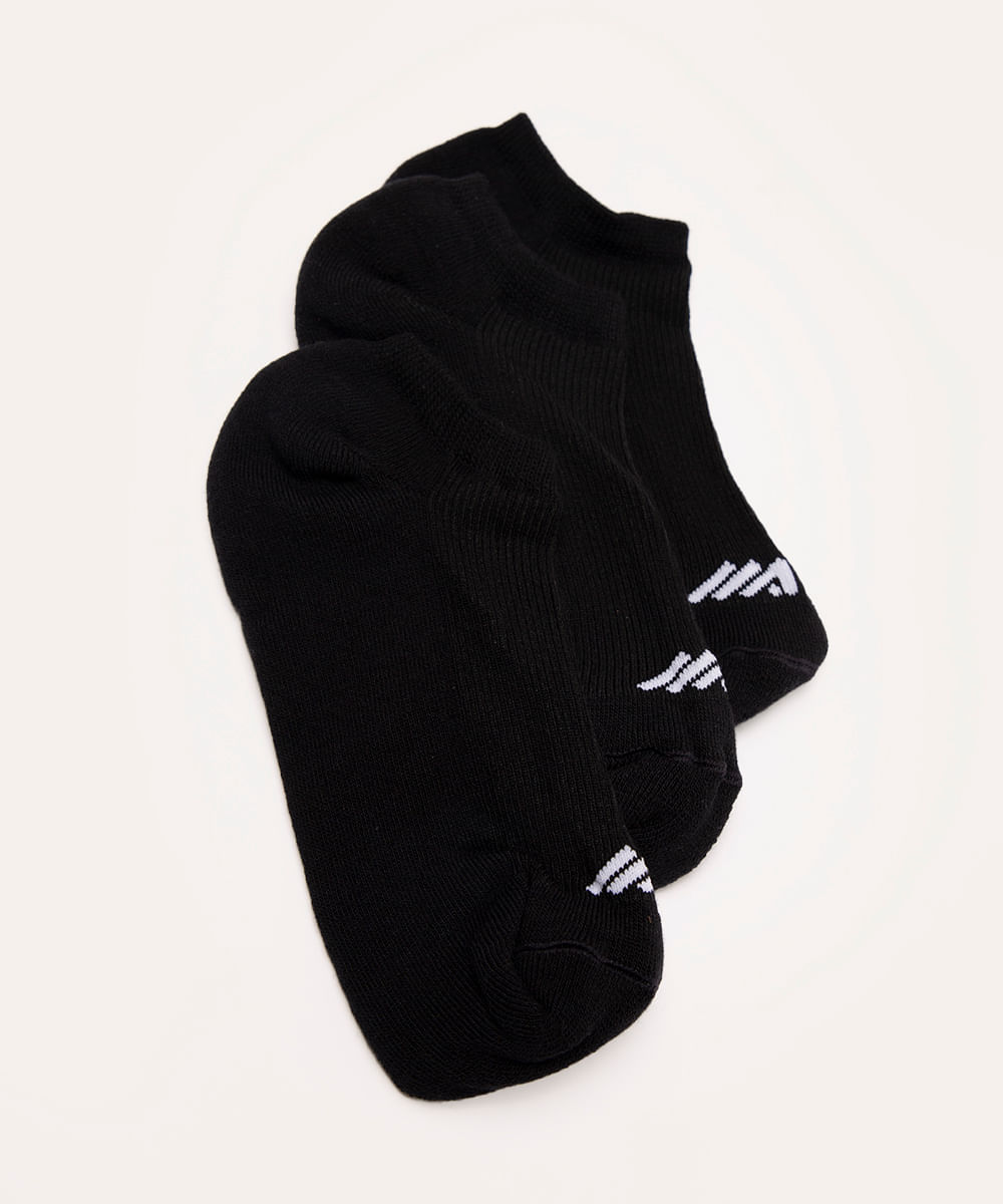 kit de 3 pares de meias training esportivas preto