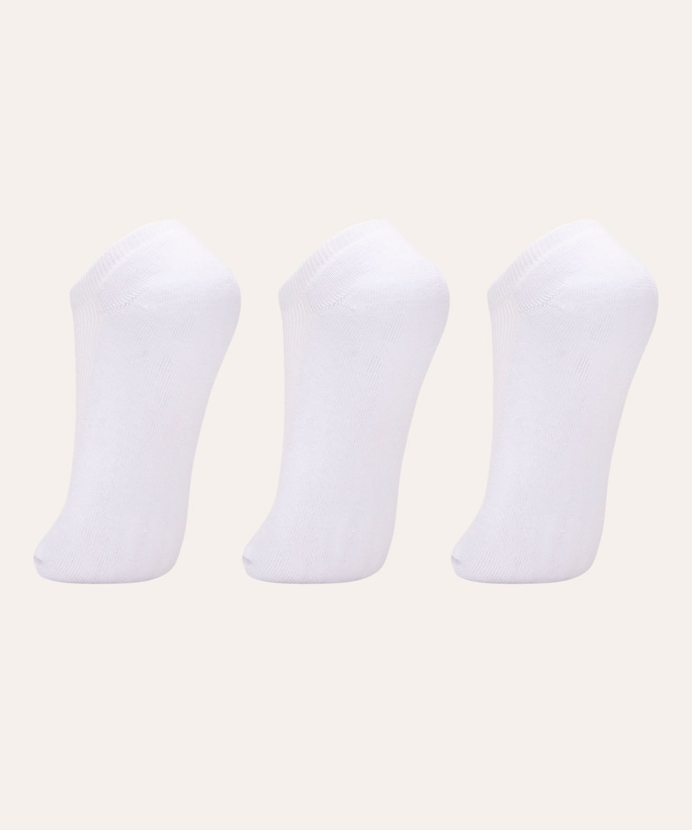 kit de 3 pares de meias training esportivas branco