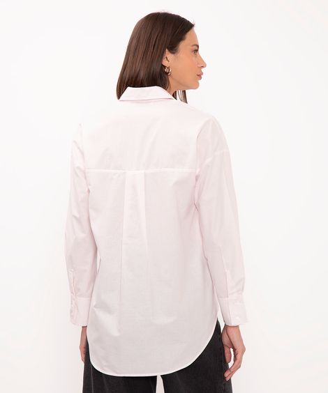 camisa de algodão listrada manga longa rosa