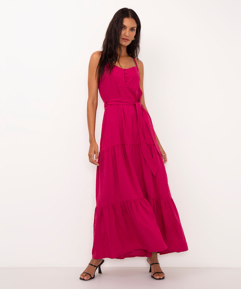 vestido midi de algodão três marias pink