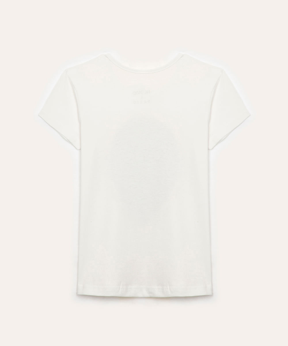 camiseta de algodão infantil coração com glitter off white