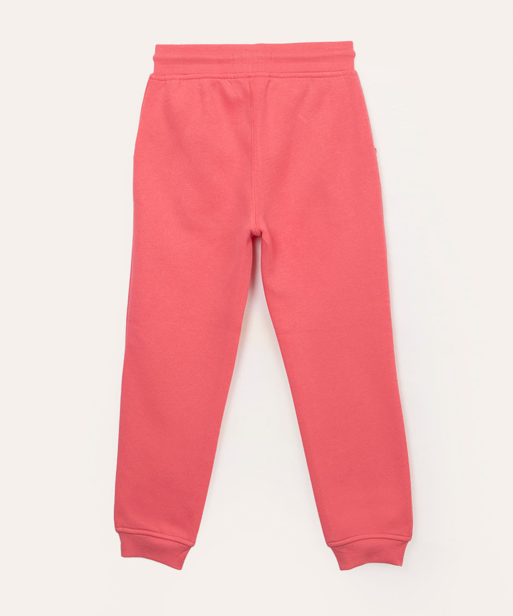 calça infantil jogger de moletom rosa