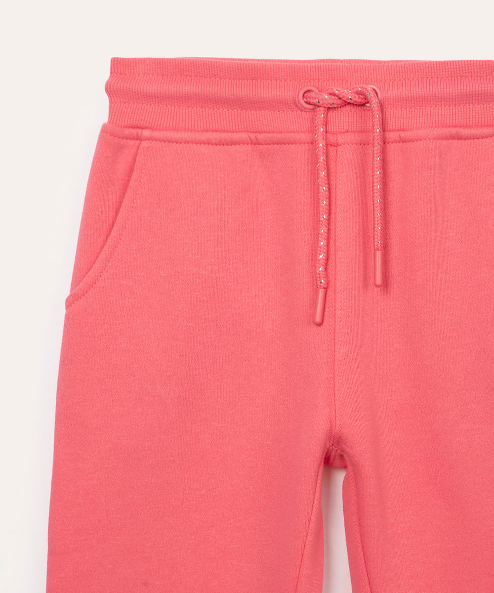 calça infantil jogger de moletom rosa