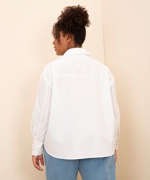camisa de algodão plus size com bolsos mindset  branco