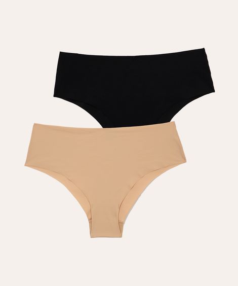 kit de 2 calcinhas caleçon corte a fio preto