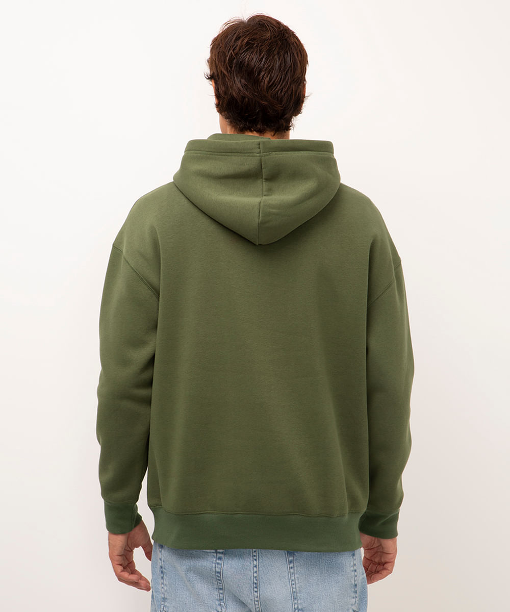 blusão de moletom oversized com capuz verde