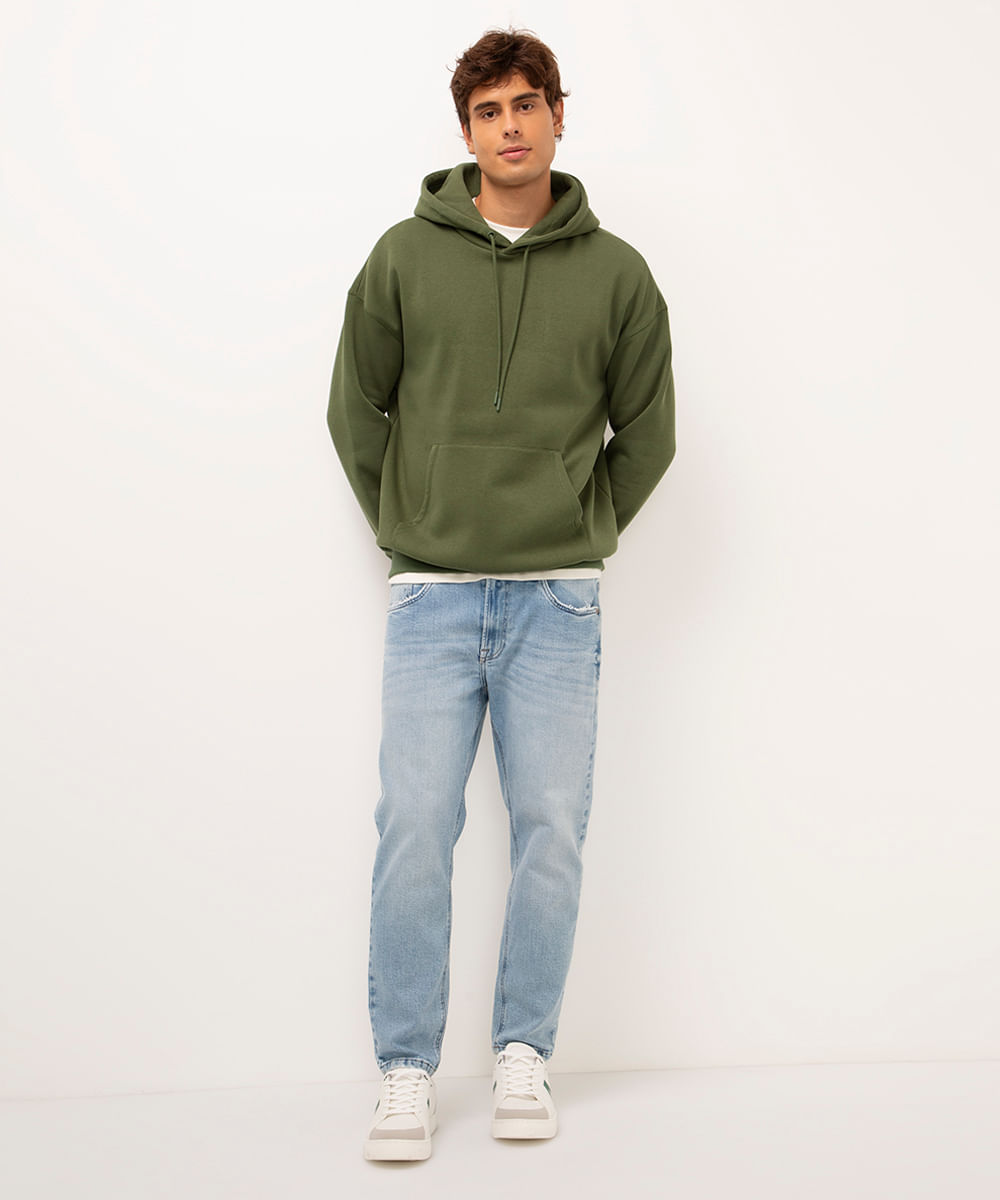 blusão de moletom oversized com capuz verde