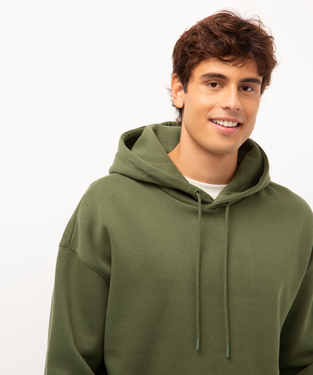 blusão de moletom oversized com capuz verde