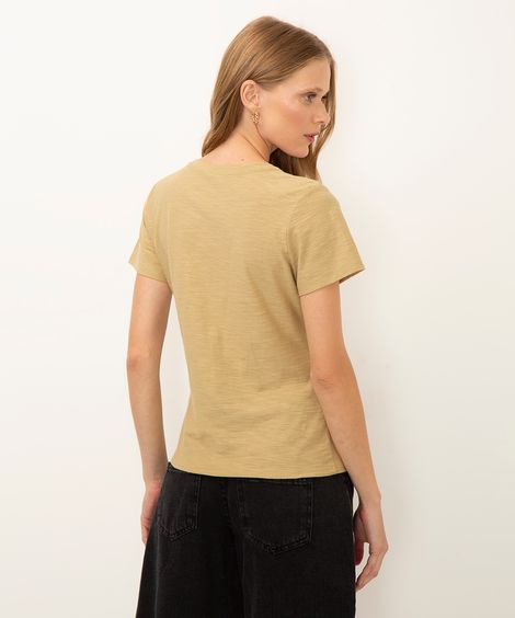 camiseta de algodão peruano decote v - verde claro