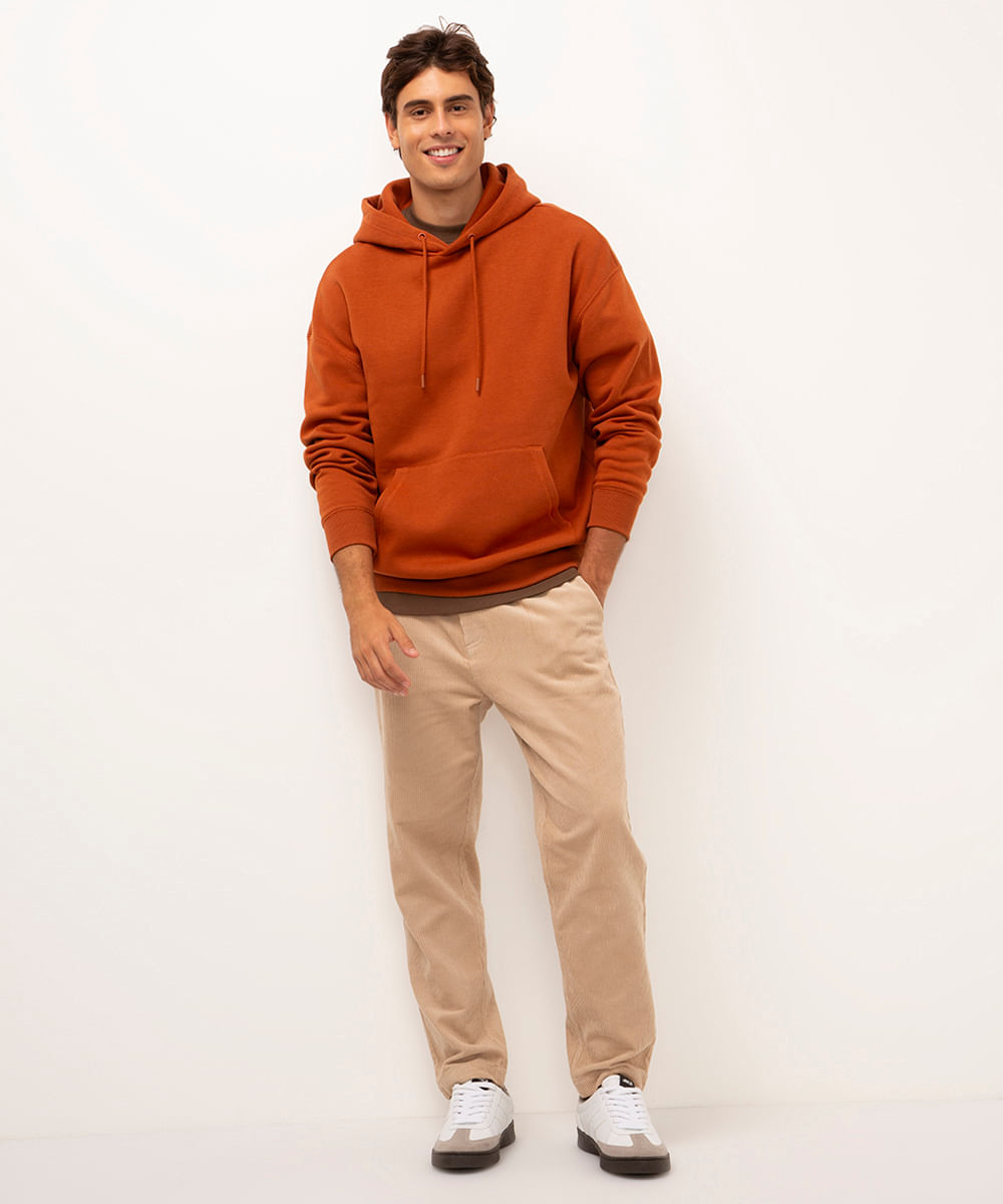 blusão de moletom oversized com capuz marrom