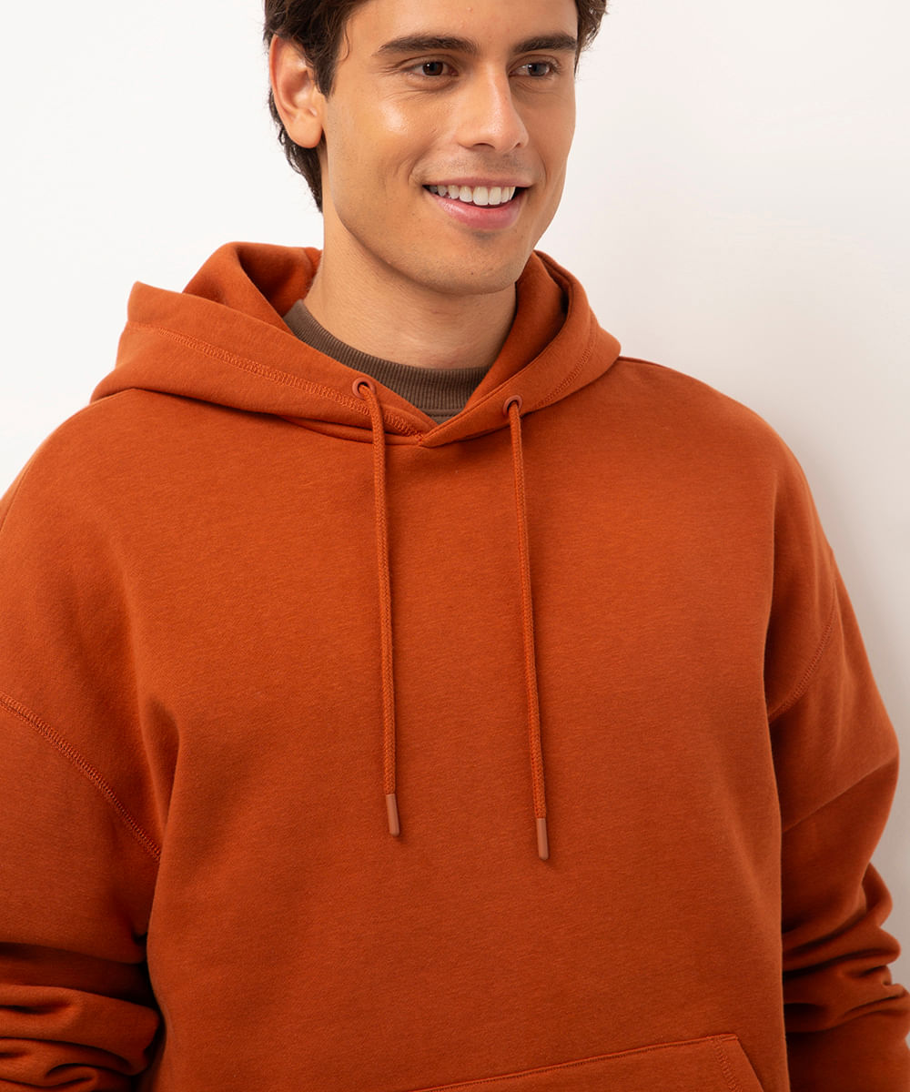 blusão de moletom oversized com capuz marrom