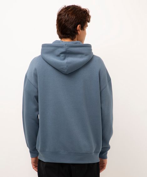 blusão de moletom oversized com capuz azul