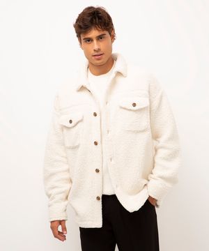 casaco sherpa com botões off white