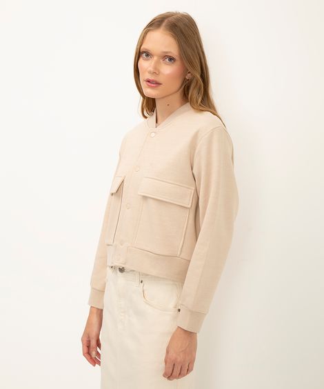 jaqueta bomber de moletom bege