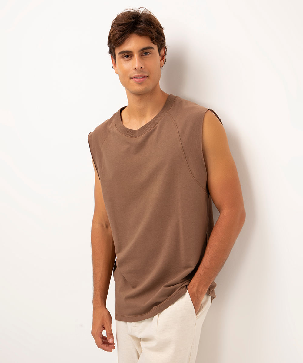 regata machão raglan marrom