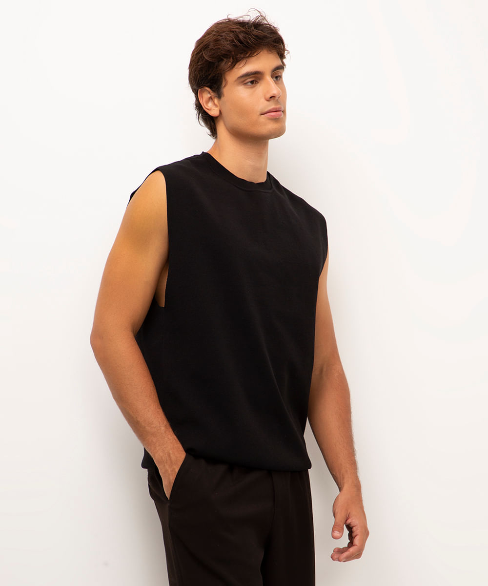 regata machão tricot preto
