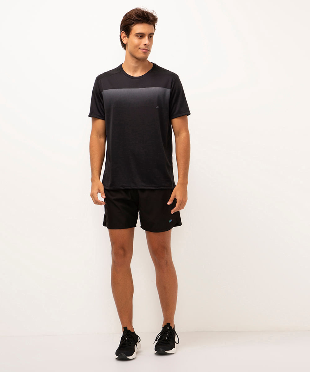 camiseta manga curta recortes esportiva ace preto