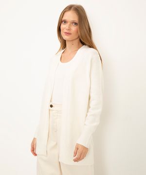 cardigan alongado de tricot off white