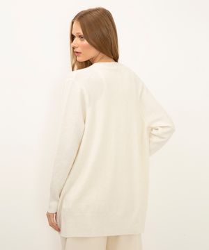 cardigan alongado de tricot off white