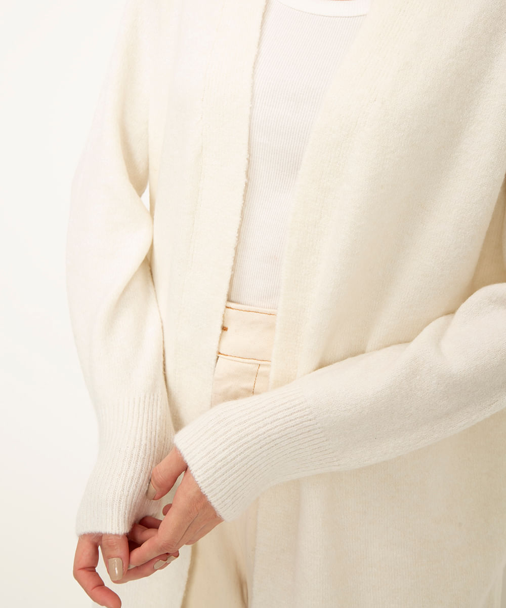 cardigan alongado de tricot off white