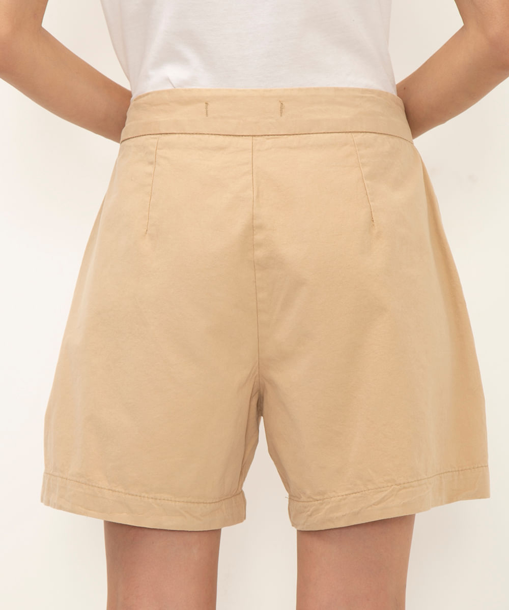 bermuda de sarja alfaiataria cintura super alta bege