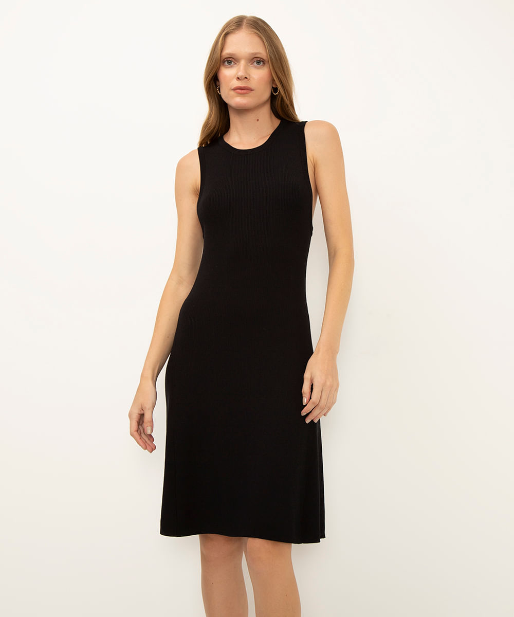 vestido de tricot preto