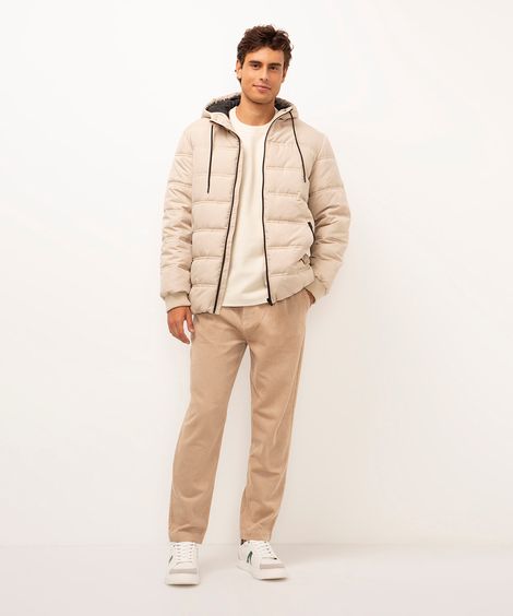 calça carrot de veludo cotelê bege