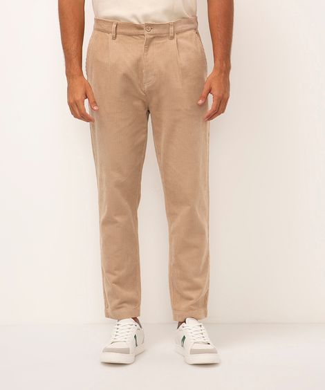 calça carrot de veludo cotelê bege
