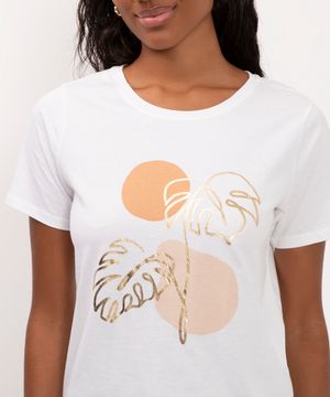 camiseta de algodão folhagem off white