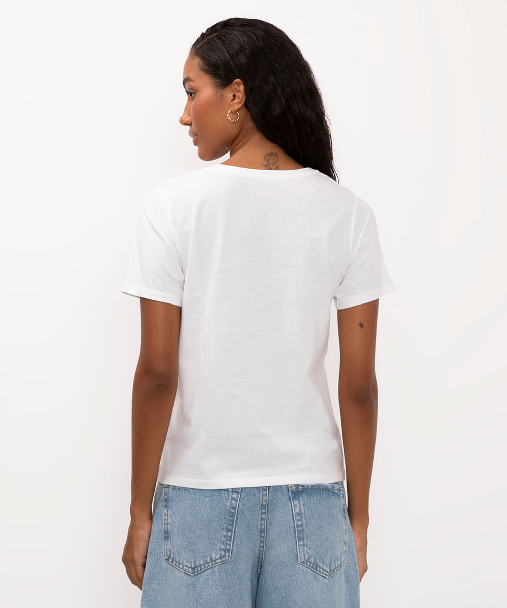 camiseta de algodão folhagem off white