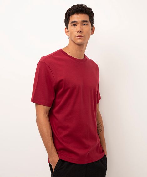camiseta de algodão peruano bold manga curta vinho