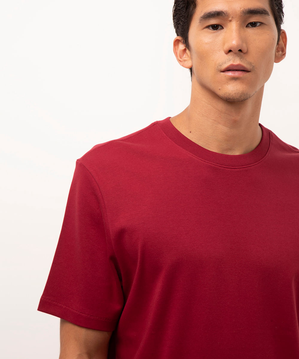 camiseta de algodão peruano bold manga curta vinho