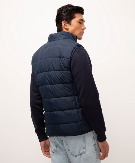 colete puffer básico azul marinho